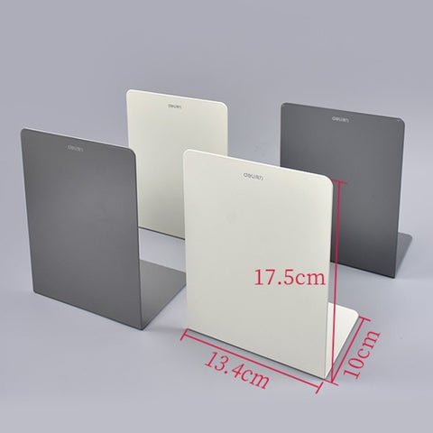 Deli 78650 2 Pieces Of Thickened Desktop Metal Bookends, Green, Beige, Dark Gray, Light Green
