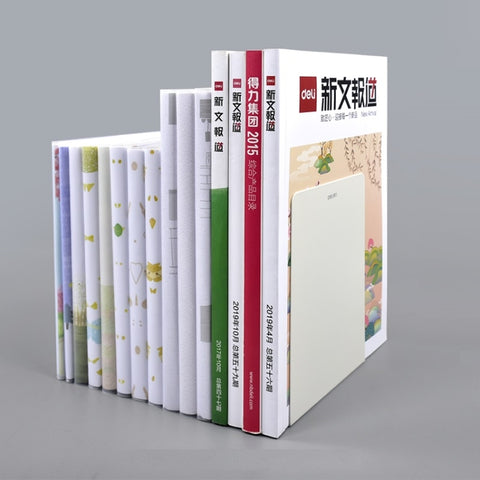 Deli 78650 2 Pieces Of Thickened Desktop Metal Bookends, Green, Beige, Dark Gray, Light Green