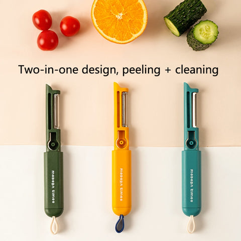 Multifunctional Fruit And Vegetable Cleaning Brush, White, Yellow, Blue, Green