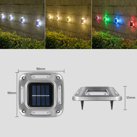 8 LED Solar Wall Lamp Outdoor Stainless Steel Buried Light, White Light, Warm Light, Colorful Light