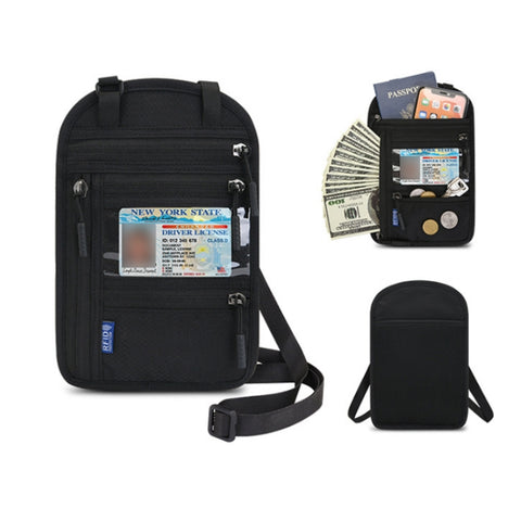 RFID Multi-Function Halter Passport Bag Certificate Protection Cover, Black, Light Grey, Dark Gray, Lake Blue, Rose Red