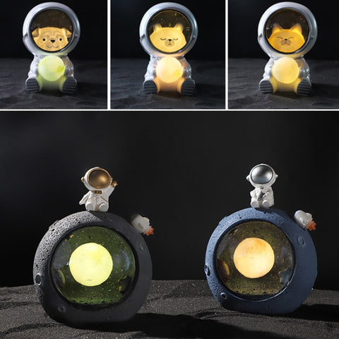 W1153 Resin Planet Night Light Home Decorations, Style:, Silver Star, Golden Star, Puppy Astronaut, Kitten Astronaut, Bear Astronaut