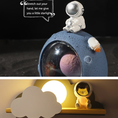 W1153 Resin Planet Night Light Home Decorations, Style:, Silver Star, Golden Star, Puppy Astronaut, Kitten Astronaut, Bear Astronaut