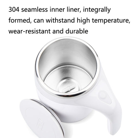A223 Stainless Steel Automatic Magnetized Coffee Mixing Cup, White, Brown