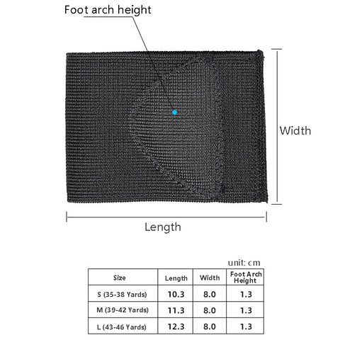 Flat Foot Bow Support Half Pad Elastic Bandage Foot Pad, Black S, Black M, Black L