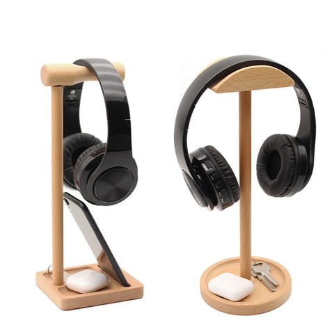 AM-EJZJ001 Desktop Solid Wood Headset Display Stand, Style:, A, B, C, D, E, F