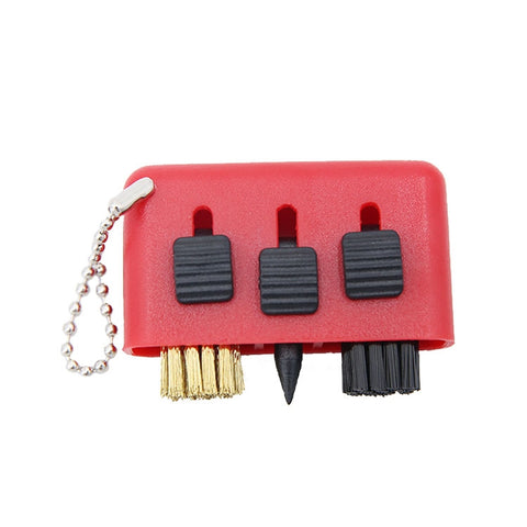 3 PCS Golf Multi-Function Cleaning Brush Portable Groove Slit Cleaning Brush, Brush Set Red, Brush Set Blue, Brush Set Black
