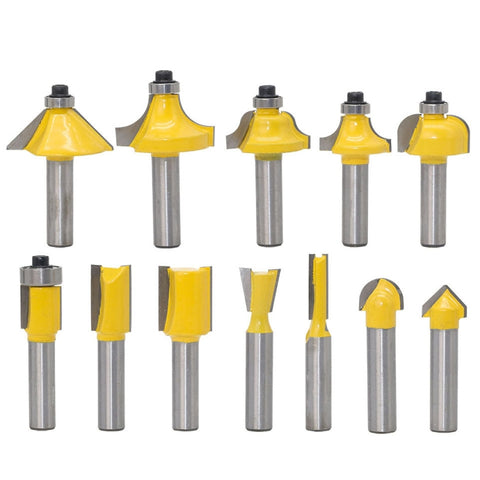 12 PCS / Set Woodworking Engraving Machine Trimmer Cutting Tool, 8 Handle With Wooden Box, 8 Handles Without Wooden Box