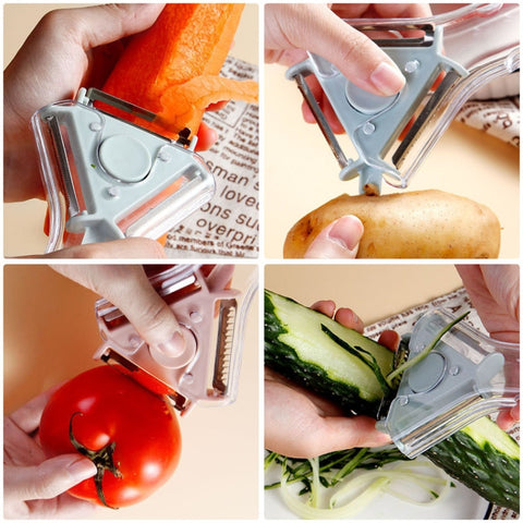 2 PCS 3 in 1 Peeler Vegetable And Fruit Peeler, Pink, Green, Blue