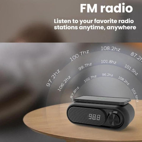 Wireless Charging Bluetooth Speaker Desktop LED Clock