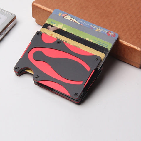 RFID Anti-Degaussing Anti-Theft Metal Wallet, Red, Gold
