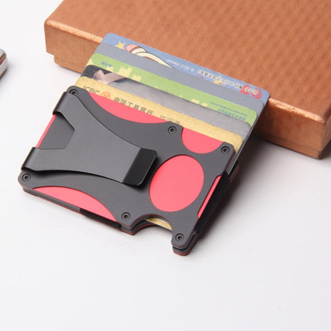 RFID Anti-Degaussing Anti-Theft Metal Wallet, Red, Gold