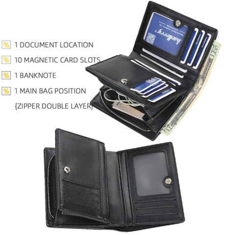 Baellerry D3216 Men Short Vertical Multi-Card Snap Coin Purse, Khaki, Black, Brown