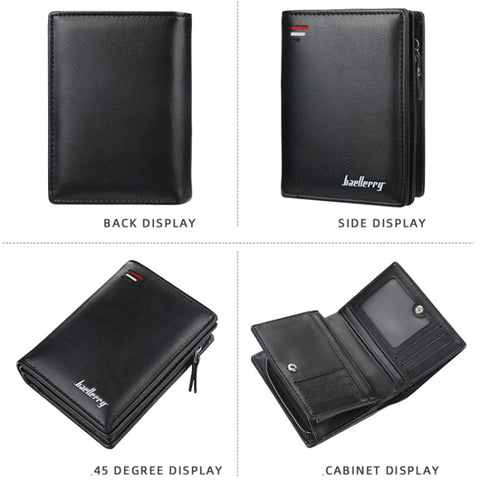 Baellerry D3216 Men Short Vertical Multi-Card Snap Coin Purse, Khaki, Black, Brown