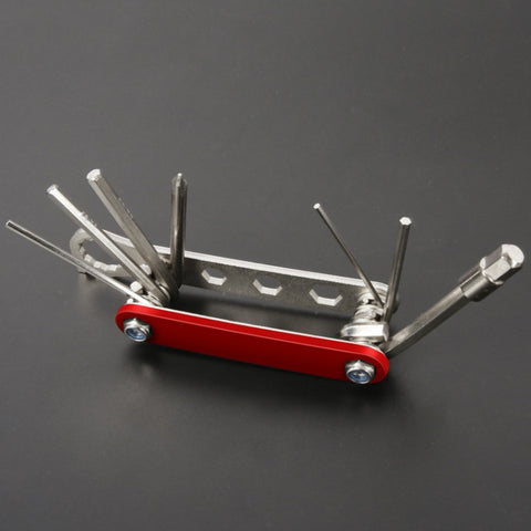 Bicycle 12 In 1 Portable Repair Tool, Black, Red, Blue