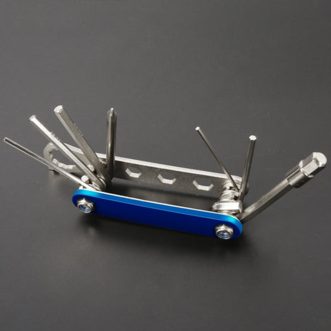 Bicycle 12 In 1 Portable Repair Tool, Black, Red, Blue