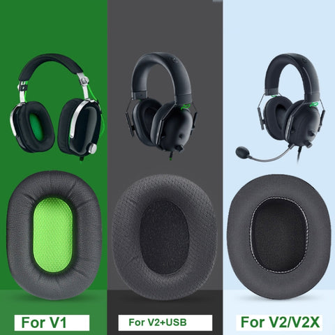 1 Pair Earpads For Razer BlackShark V2 X / V2 USB Headset, Color: Black Gel, Black Mesh, Black Gel, Black+Green Mesh