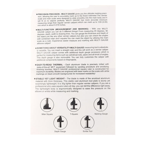 T072 Woodworking Multifunctional Aluminum Alloy Marking Ruler, T072