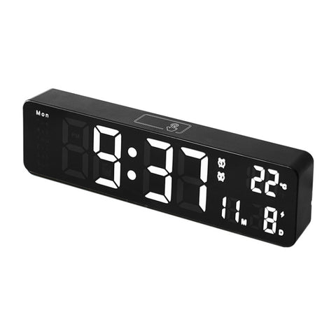 6625D LED Digital Alarm Clock Luminous Desktop Timer Temperature Display Alarm Clock, Black Shell Green Light, Black Shell White Light