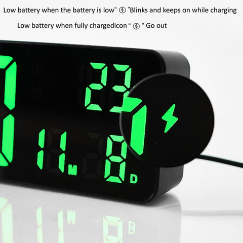 6625D LED Digital Alarm Clock Luminous Desktop Timer Temperature Display Alarm Clock, Black Shell Green Light, Black Shell White Light