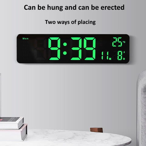 6625D LED Digital Alarm Clock Luminous Desktop Timer Temperature Display Alarm Clock, Black Shell Green Light, Black Shell White Light