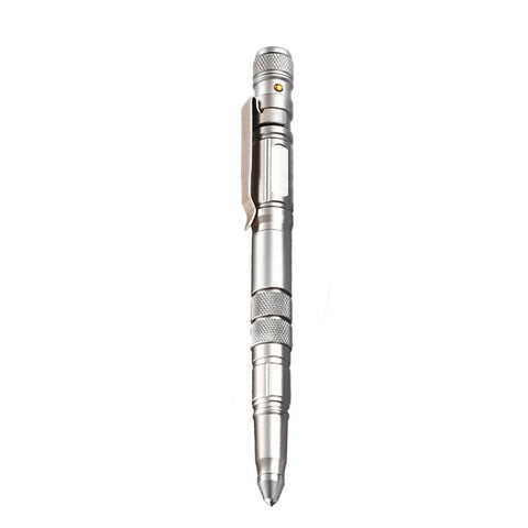 P08 Outdoor LED With Flashing Tungsten Steel Window Breaking Self-Defense Pen, Black, Gold, Grey