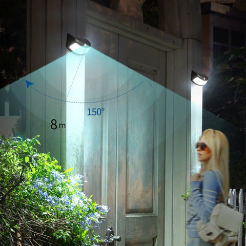 8 LEDs Infrared Induction Solar Garden Wall Light, White Light, Warm Light