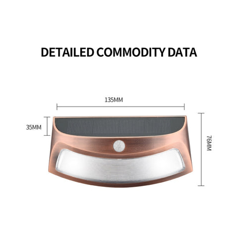 Red Copper Human Body Induction Solar Wall Light, White Light, Warm Light