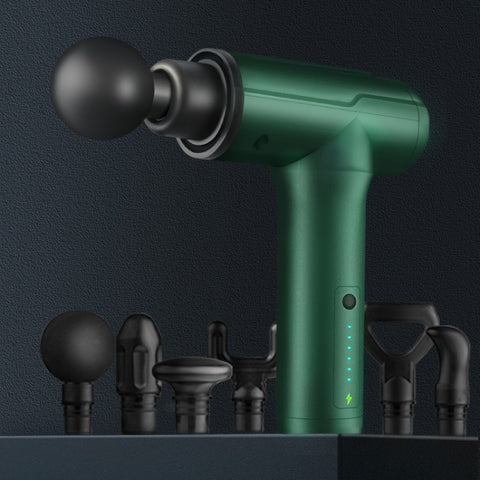 BG-128 6-speed Mini Convenient Massage Gun With 6 Massage Heads,CN Plug, Red, Green, Gray, Back