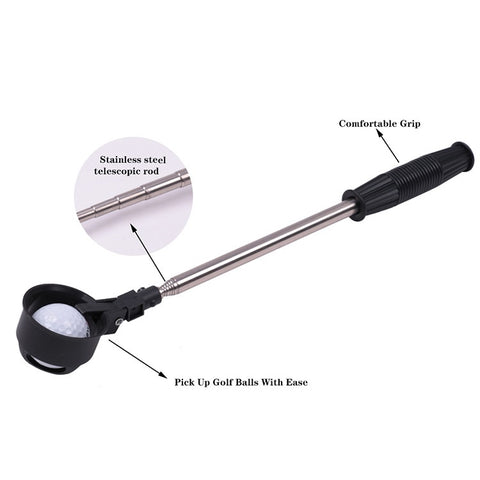 Golf 8 Sections Foldable Antenna Rod Stainless Steel Ball Picker, ZH-016 Orange, ZH-016 Black