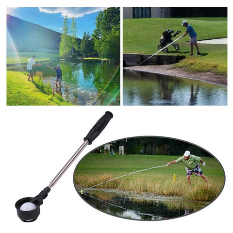 Golf 8 Sections Foldable Antenna Rod Stainless Steel Ball Picker, ZH-016 Orange, ZH-016 Black