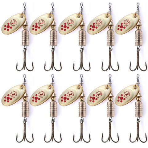 10 PCS HENGJIA  SP054 6.7cm / 7g Fresh Water Sequins Road Bait, Silver, Gold, Gold+Silver, Green Stripes, Black Gold Point, Copper