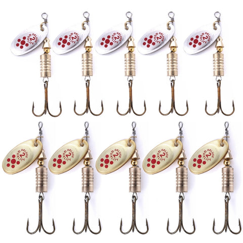 10 PCS HENGJIA  SP054 6.7cm / 7g Fresh Water Sequins Road Bait, Silver, Gold, Gold+Silver, Green Stripes, Black Gold Point, Copper