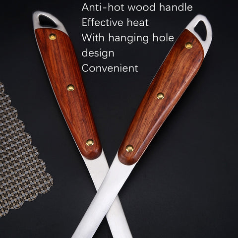 304 Stainless Steel Wooden Handle Kitchenware Home Kitchen Equipment, Style:, Fried Spatula, Soup Spoon, Slotted Shovel, Slotted Spoon