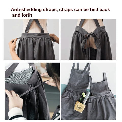 Cotton And Linen Parent-Child Painting Apron Baking Coffee Work Clothes,Size:, Childrens (Gray), Childrens (Oats), Childrens (Pink), Adults (Gray), Adults (oat), Adult ( Pink)