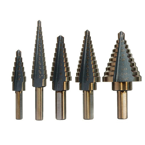 Pagoda Drill Bit High Speed Steel Opener Triangle Handle Stairs Drill Bit, 5 In 1 / Set Stairs Drill Bit