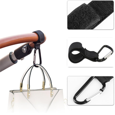2 PCS Baby Stroller Convenient Carabiner Hook, Brown, Black