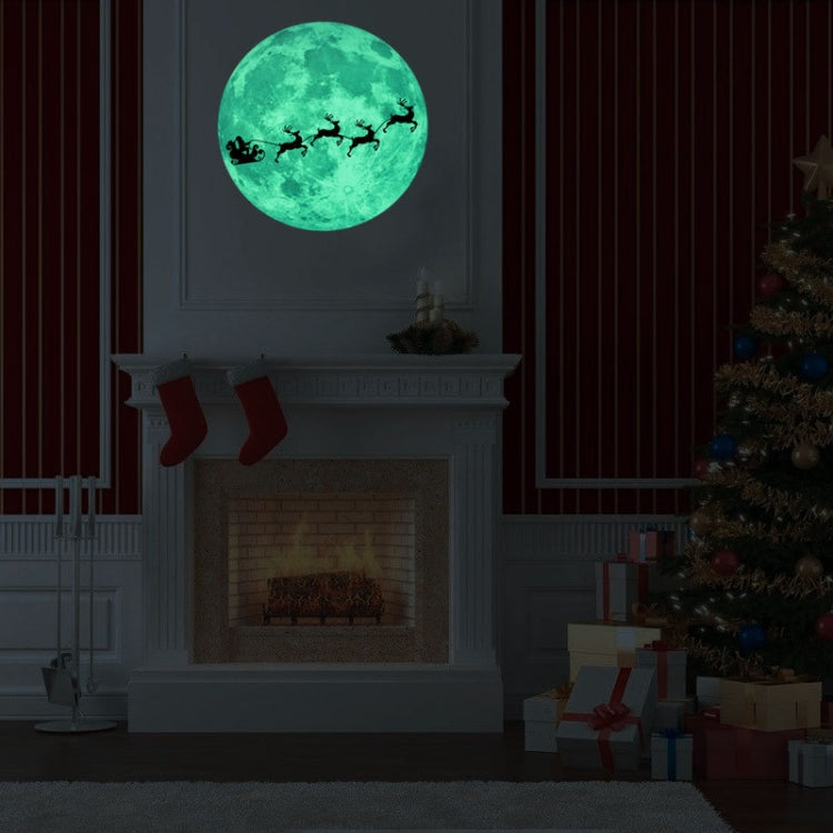 30cm Luminous Moon Wall Sticker Fluorescent Mural, Elk Sled, Swing Under The Tree, Airplane, Moon Castle, Tree Branches