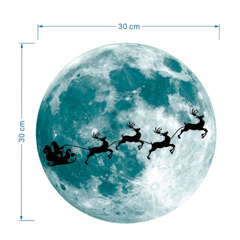 30cm Luminous Moon Wall Sticker Fluorescent Mural, Elk Sled, Swing Under The Tree, Airplane, Moon Castle, Tree Branches