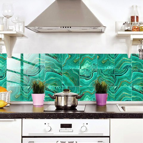 PVC Crystal Covered Film Geometric Pattern Tile Wall Sticker, 20 PCS 10cm