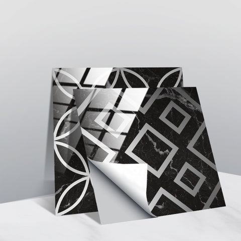 PVC Crystal Covered Film Geometric Pattern Tile Wall Sticker, 20 PCS 15cm