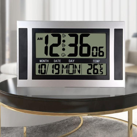 Large Screen LCD Wall Clock Minimalist Electronic Alarm Clock, Large Screen LCD