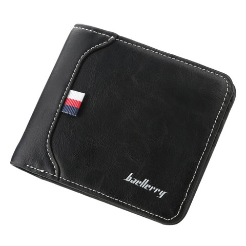 Baellerry Short Wallet Tri-fold Horizontal Coin Purse For Men, Black, Light Coffee, Dark Coffee, Red Brown