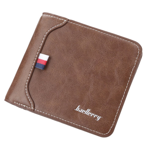 Baellerry Short Wallet Tri-fold Horizontal Coin Purse For Men, Black, Light Coffee, Dark Coffee, Red Brown