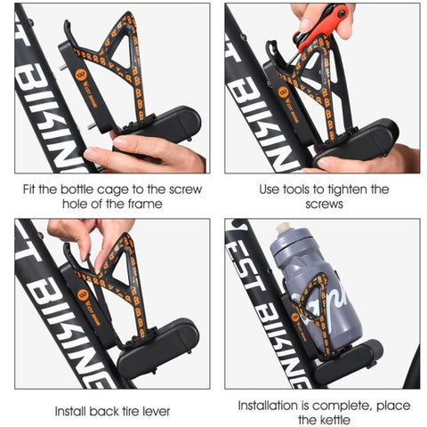 WEST BIKING Bicycle Multifunctional Bottle Cage Tire Lever Tool Box, Black Orange, Black White, Black Red