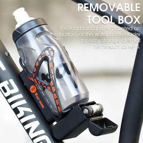 WEST BIKING Bicycle Multifunctional Bottle Cage Tire Lever Tool Box, Black Orange, Black White, Black Red