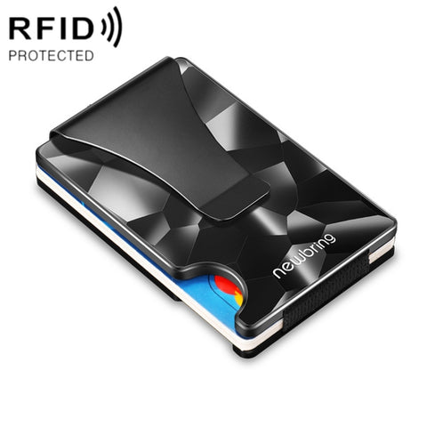 NEWBRING Large-capacity Multi-card Metal Anti-magnetic Card Holder, Geometric Pattern, Diamond Pattern
