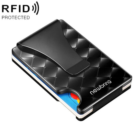 NEWBRING Large-capacity Multi-card Metal Anti-magnetic Card Holder, Geometric Pattern, Diamond Pattern