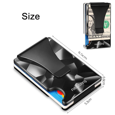 NEWBRING Large-capacity Multi-card Metal Anti-magnetic Card Holder, Geometric Pattern, Diamond Pattern