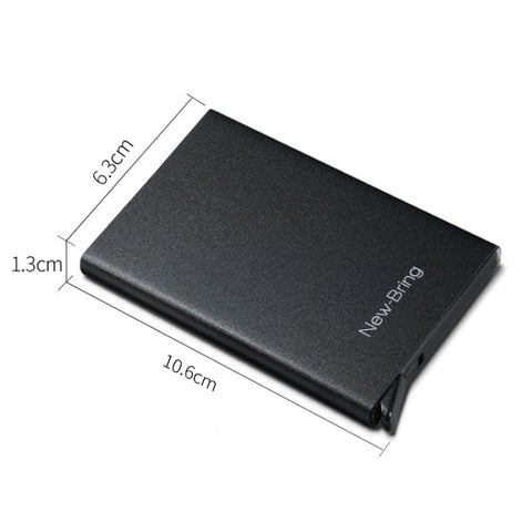 NEWBRING Metal Wallet Automatic Pop-up Anti-degaussing Card Holder, Blue, Black, Rose Red, Grey, Black With Back Stickers, Gray With Back Stickers